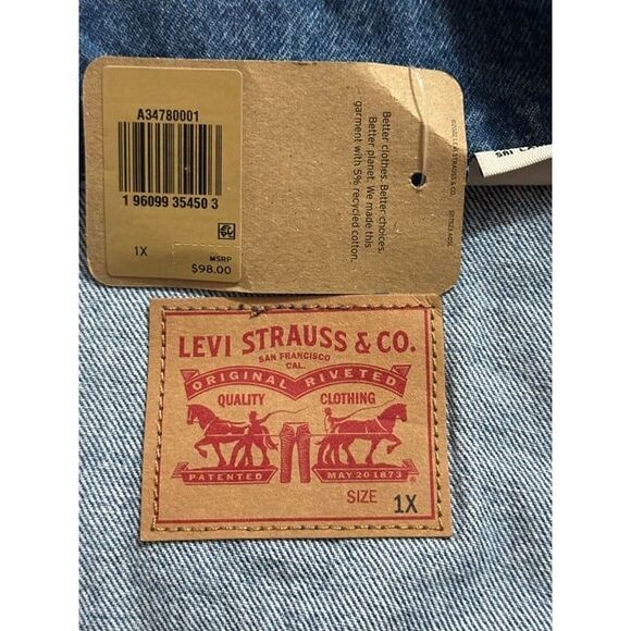 Levi's NWT Sz 1X Light Indigo Plus How About It Baggy Denim Trucker Jean Jacket - Picture 4 of 14